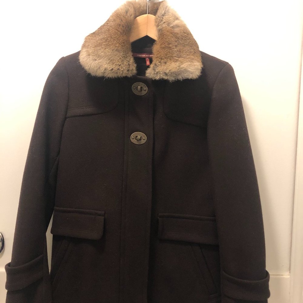 Comptoirs des Cotonniers Peacoat Rabbit Collar